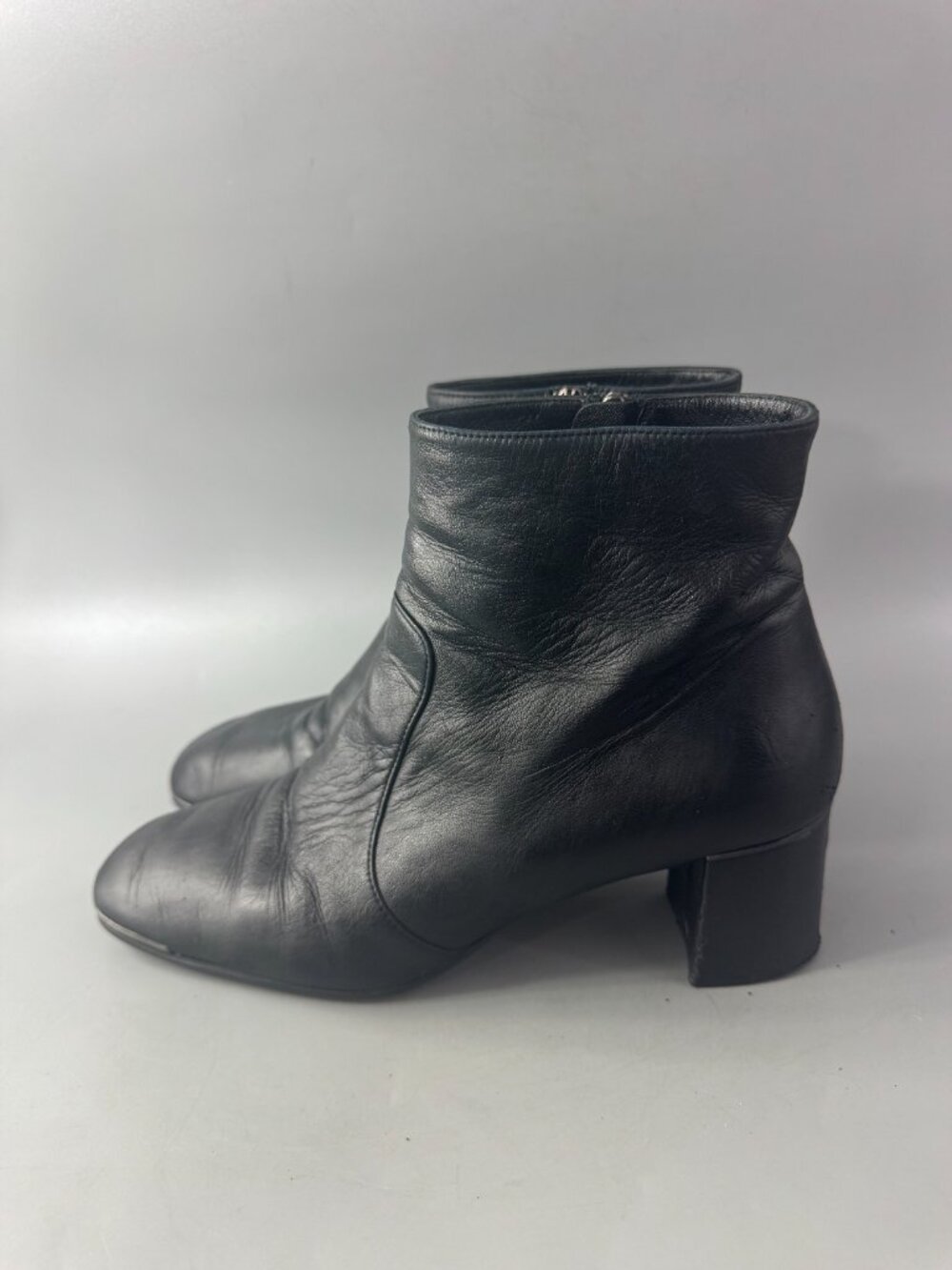 Authentic Prada Black Lamp Skin Leather Ankle Boots, Size 39 - Picture 5 of 15